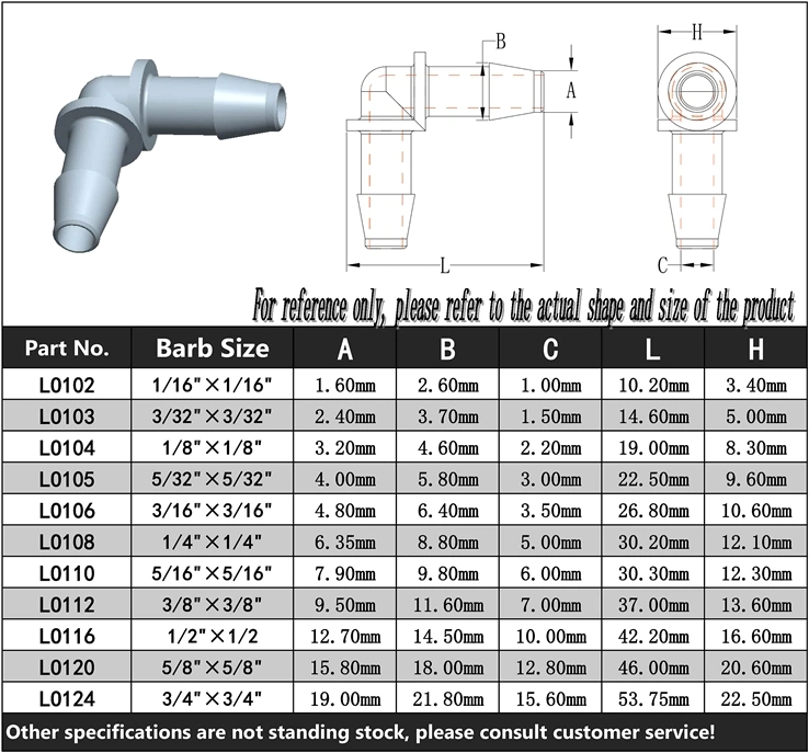 5/16" 7.9mm Elbow Tube Barbed Connectors Plastic Hose Barb Fittings for Water