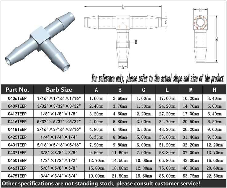 Plastic 1/16 Inch 1.6mm Hose Barb Air Water Dispenser Tee Union T-Shaped Joint Splicer 3 Ways Coupler Rubber Tube Pipe Fittings